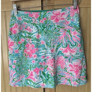 Lilly Pulitzer Luxletic Reid Short Leaf it Wild Golf Skirt Blue Size XS $108